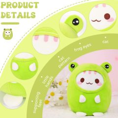 Cute Cat Frog Plush Pillow 8" Kitten Frog Stuffed Animal