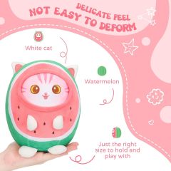 Cute Watermelon Cat Plush Pillow 8" Kitten Stuffed Animal