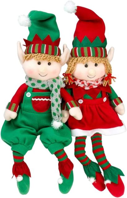 Elf Plush Christmas Stuffed Dolls, Set of 2 - 18”