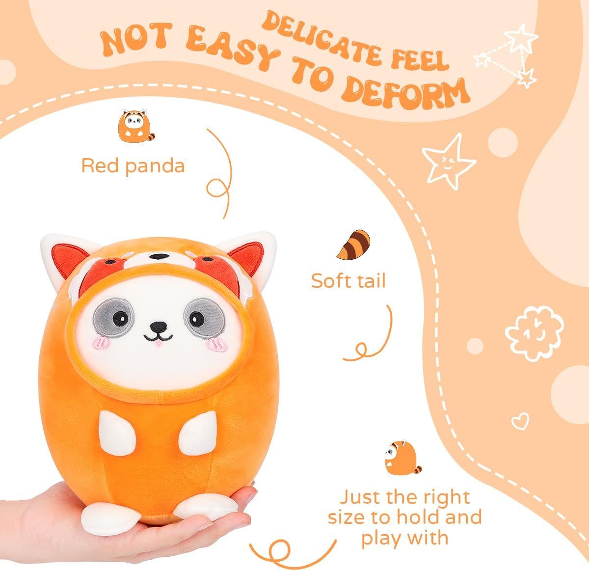 Cute Red Panda Plush Pillow 8" Lesser Panda Stuffed Animal