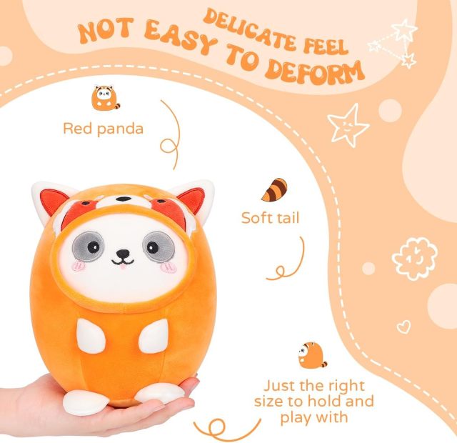 Cute Red Panda Plush Pillow 8" Lesser Panda Stuffed Animal