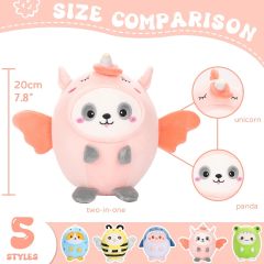 Cute Panda Unicorn Plush Pillow 8" Pandacorn Stuffed Animal