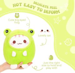 Cute Cat Frog Plush Pillow 8" Kitten Frog Stuffed Animal