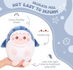 Cute Pig Shark Plush Pillow 8" Piggy Shark Stuffed Animal