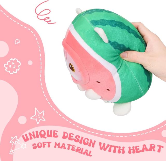Cute Watermelon Cat Plush Pillow 8" Kitten Stuffed Animal