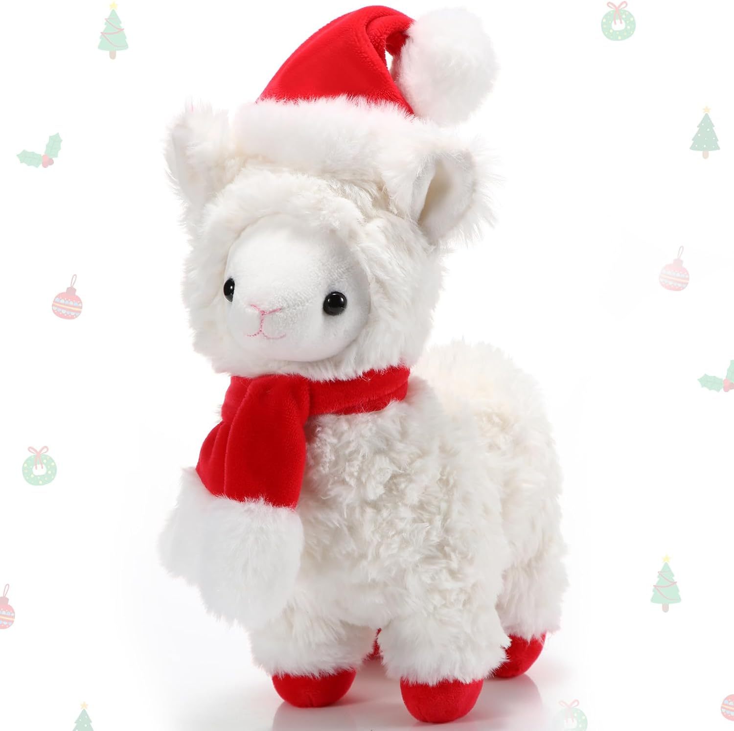 8 Inch Christmas Stuffed Animal Christmas Plush Doll- Alpaca