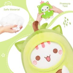 Cute Avocado Cat Plush Pillow 8" Kitten Stuffed Animal
