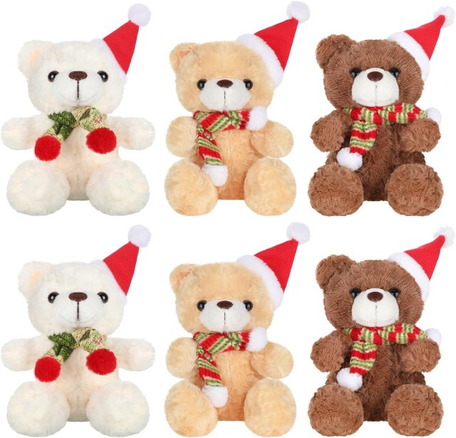 6 Pcs Christmas Stuffed Animal Bear