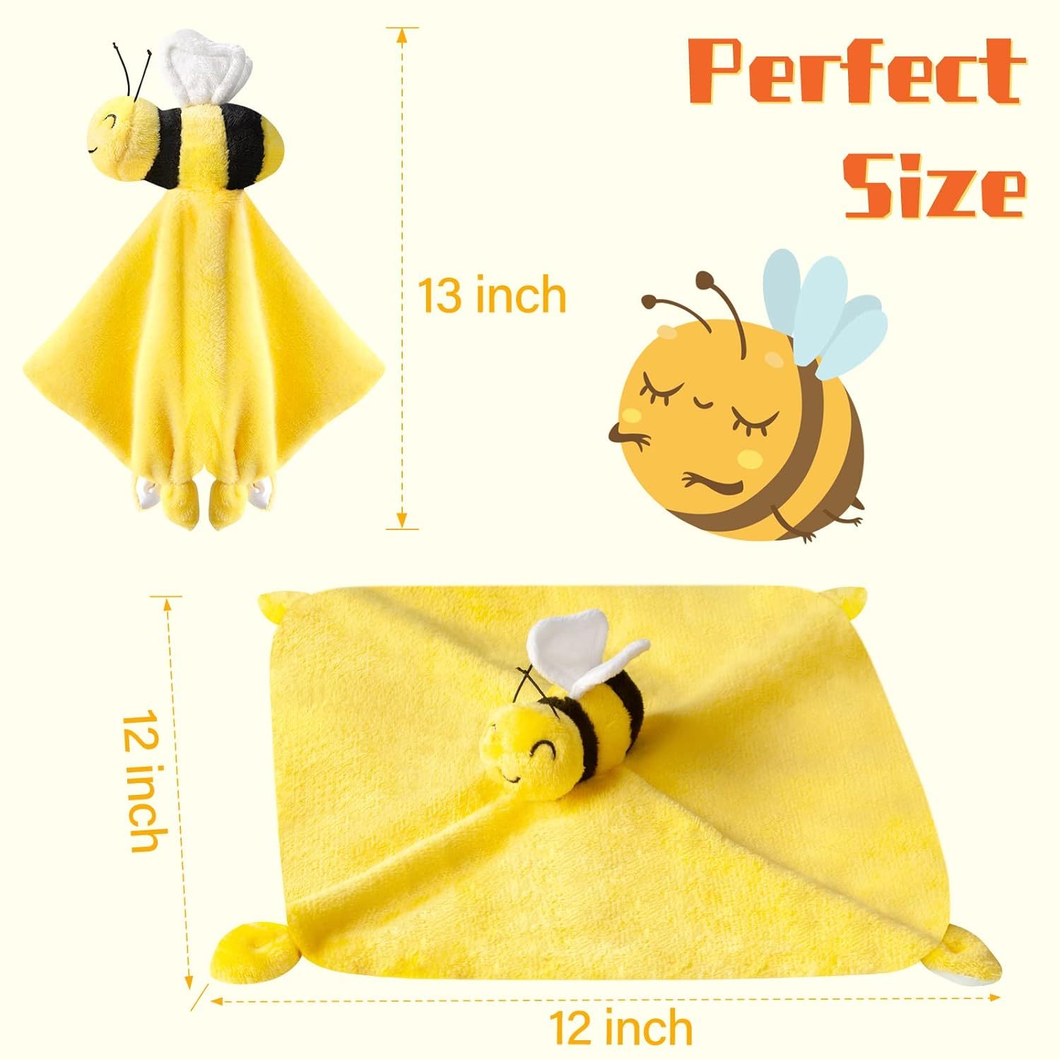 Bee Loveys for Babies Soft Security Blanket Baby Snuggle Toy 