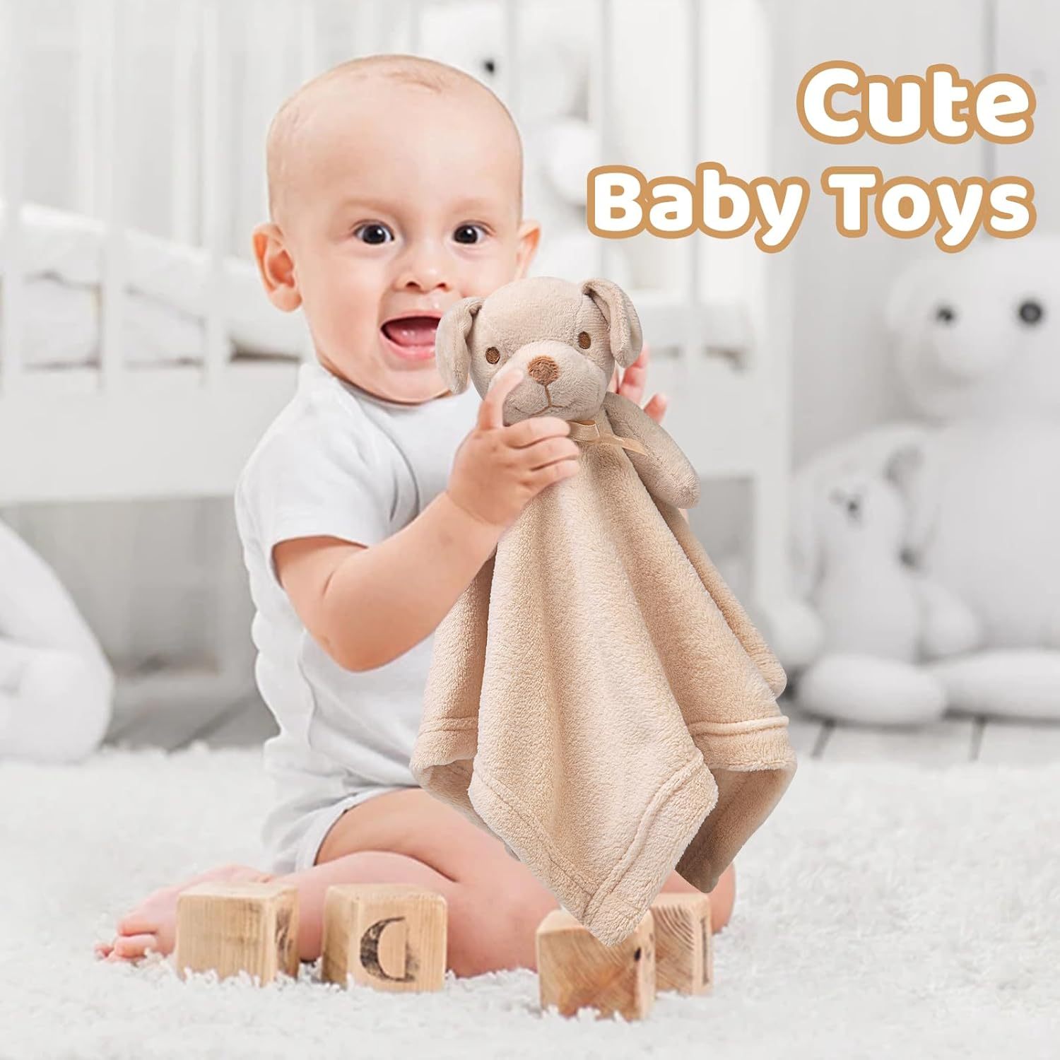 Dog Security Blanket Brown Soft Puppy Lovey for Boys and Girls