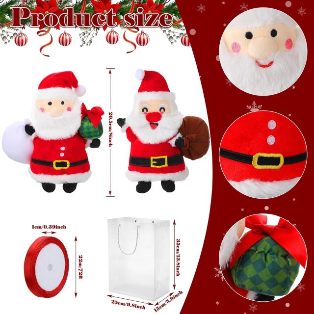 4 Pcs 8 Inch Christmas Plush Stuffed Animal Doll Set