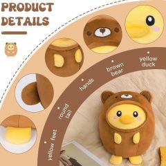 Cute Duck Bear Plush Pillow 8" Bear Ducky Stuffed Animal