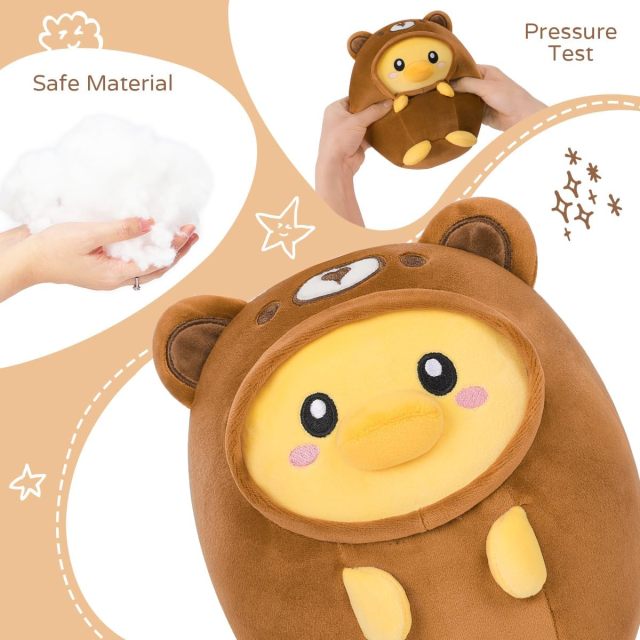 Cute Duck Bear Plush Pillow 8" Bear Ducky Stuffed Animal