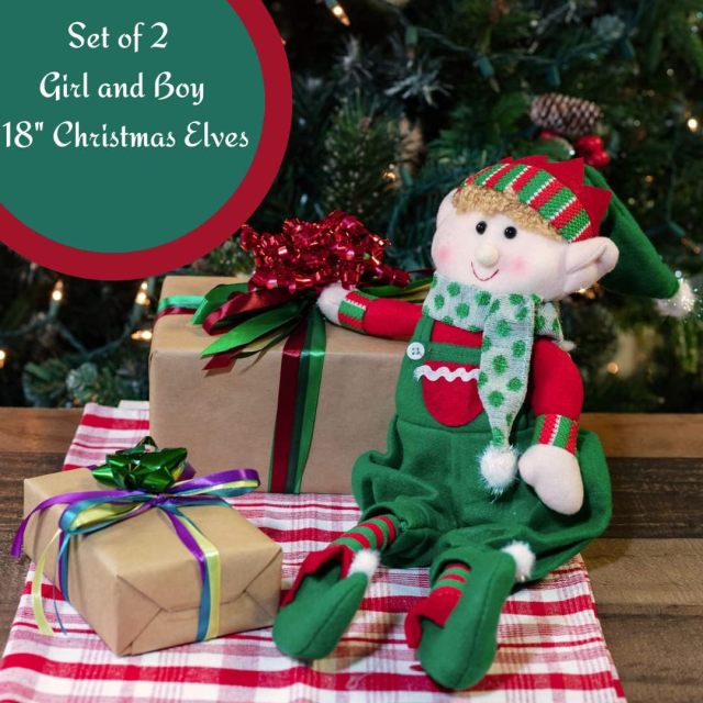Elf Plush Christmas Stuffed Dolls, Set of 2 - 18”