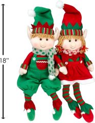 Elf Plush Christmas Stuffed Dolls, Set of 2 - 18”