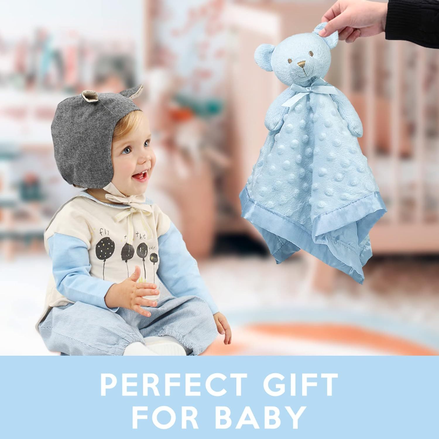 Teddy Bear Lovey Baby Security Blanket for Boys and Girls