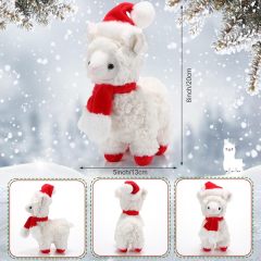8 Inch Christmas Stuffed Animal Christmas Plush Doll- Alpaca