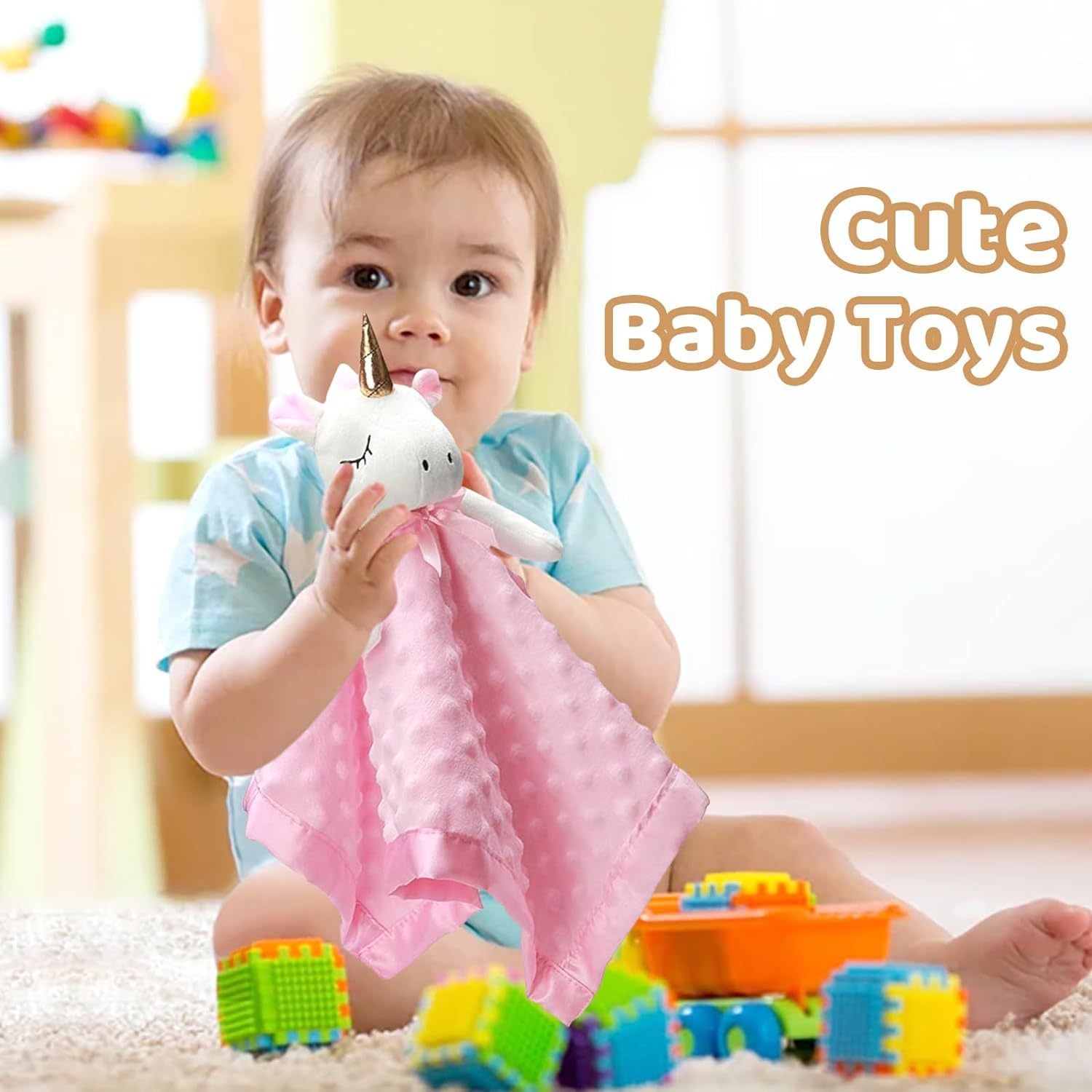 Babies Soft Plush Pink Security Blanket for Girls