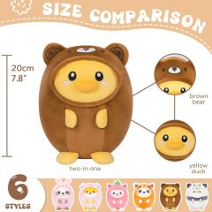 Cute Duck Bear Plush Pillow 8" Bear Ducky Stuffed Animal