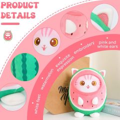 Cute Watermelon Cat Plush Pillow 8" Kitten Stuffed Animal