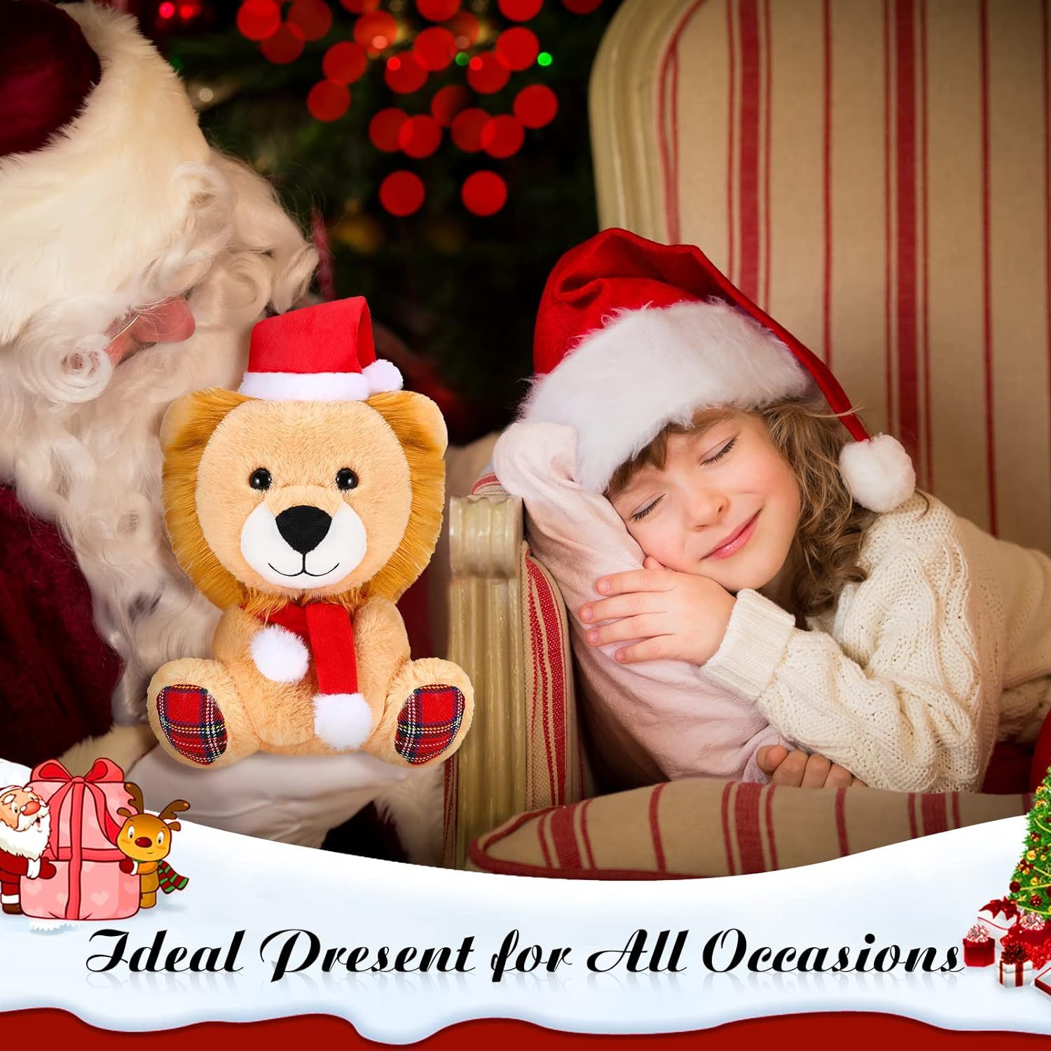 8 Inch Christmas Stuffed Animal Christmas Plush Doll- Lion