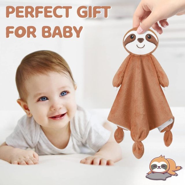 Sloth Security Blanket Soft Loveys for Babies for Boys and Girls Newborn