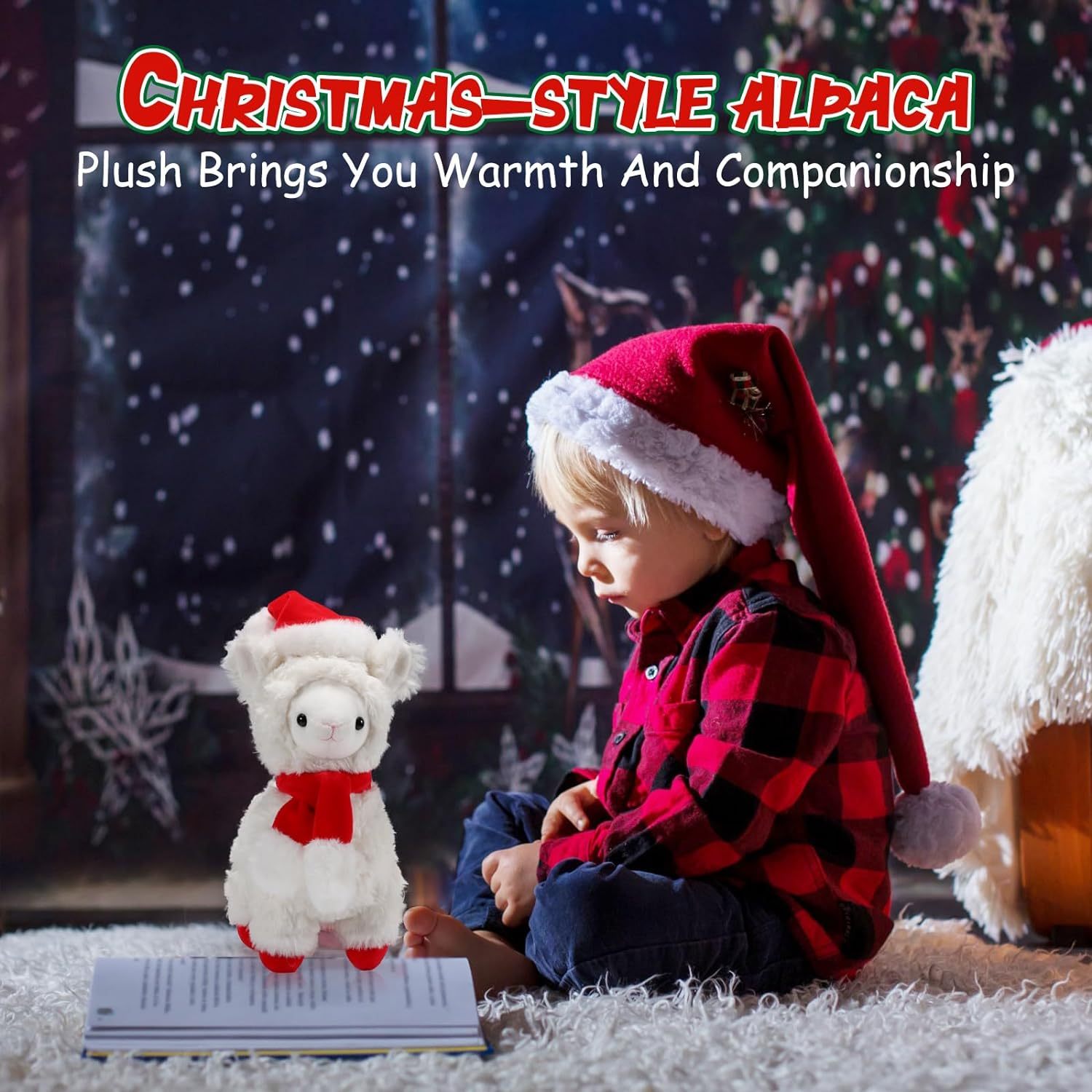 8 Inch Christmas Stuffed Animal Christmas Plush Doll- Alpaca