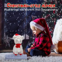8 Inch Christmas Stuffed Animal Christmas Plush Doll- Alpaca