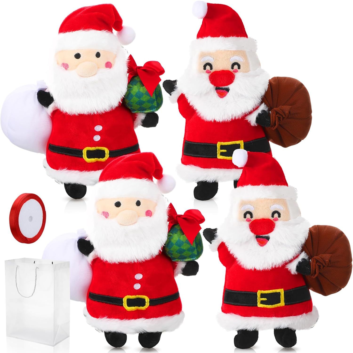 4 Pcs 8 Inch Christmas Plush Stuffed Animal Doll Set