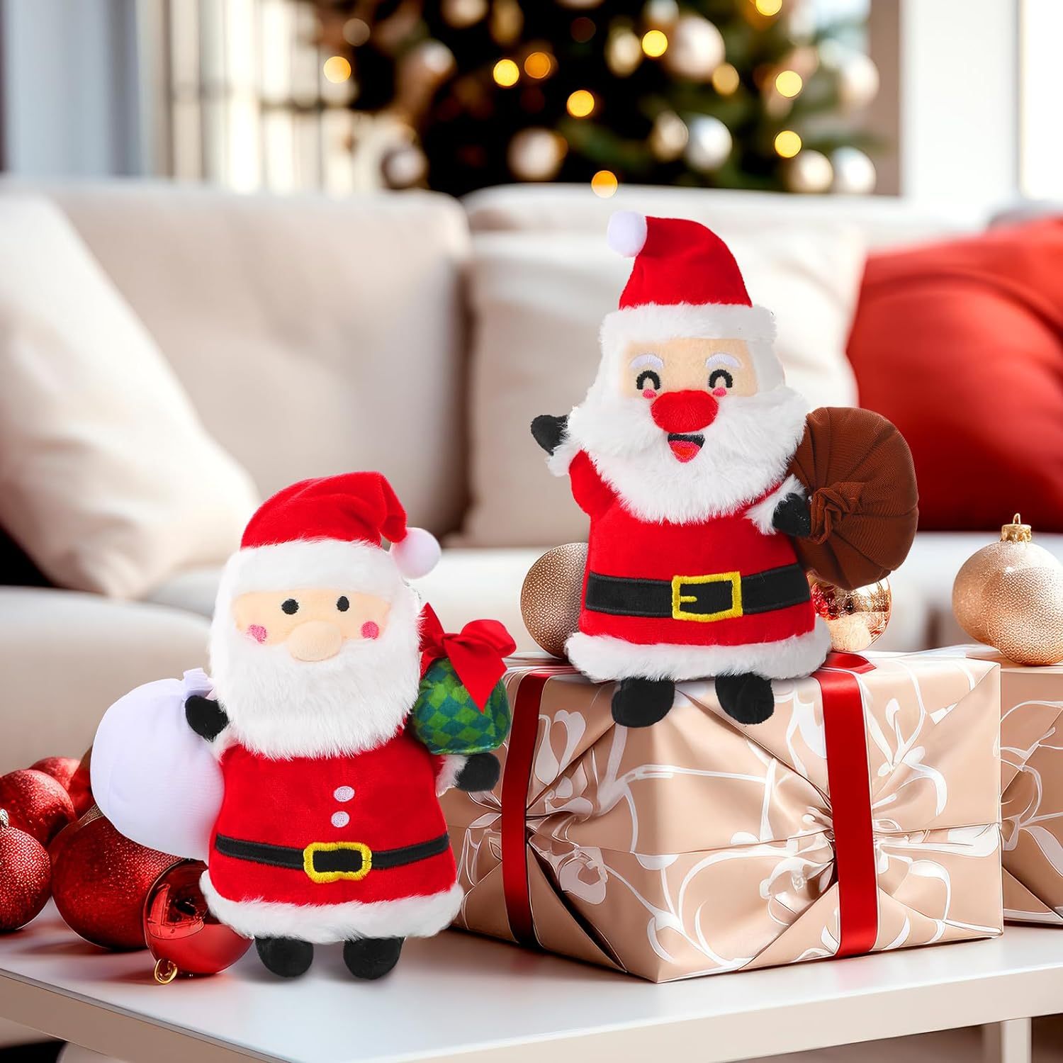 4 Pcs 8 Inch Christmas Plush Stuffed Animal Doll Set