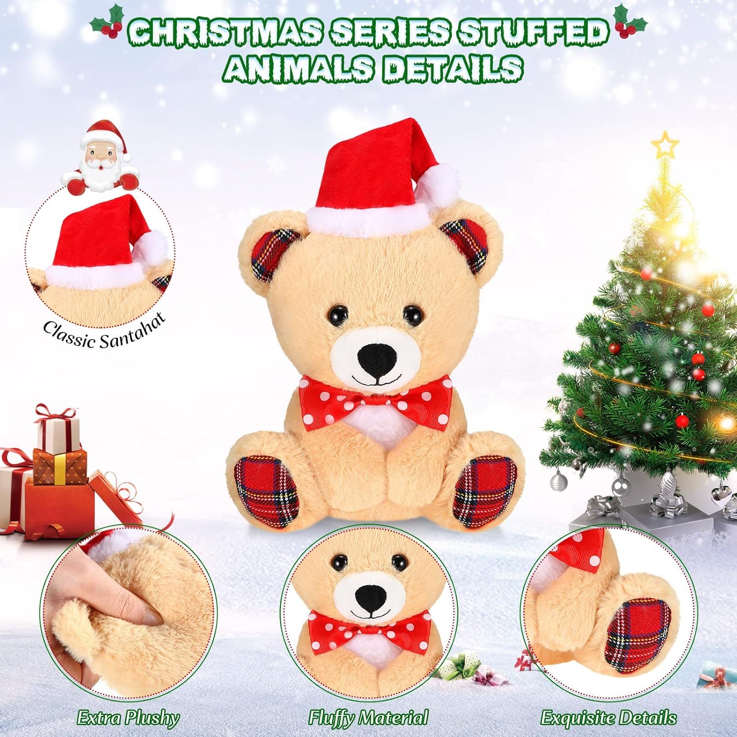 8 Inch Christmas Stuffed Animal Christmas Plush Doll- Little Bear