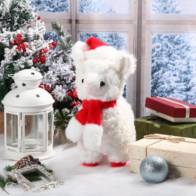 8 Inch Christmas Stuffed Animal Christmas Plush Doll- Alpaca