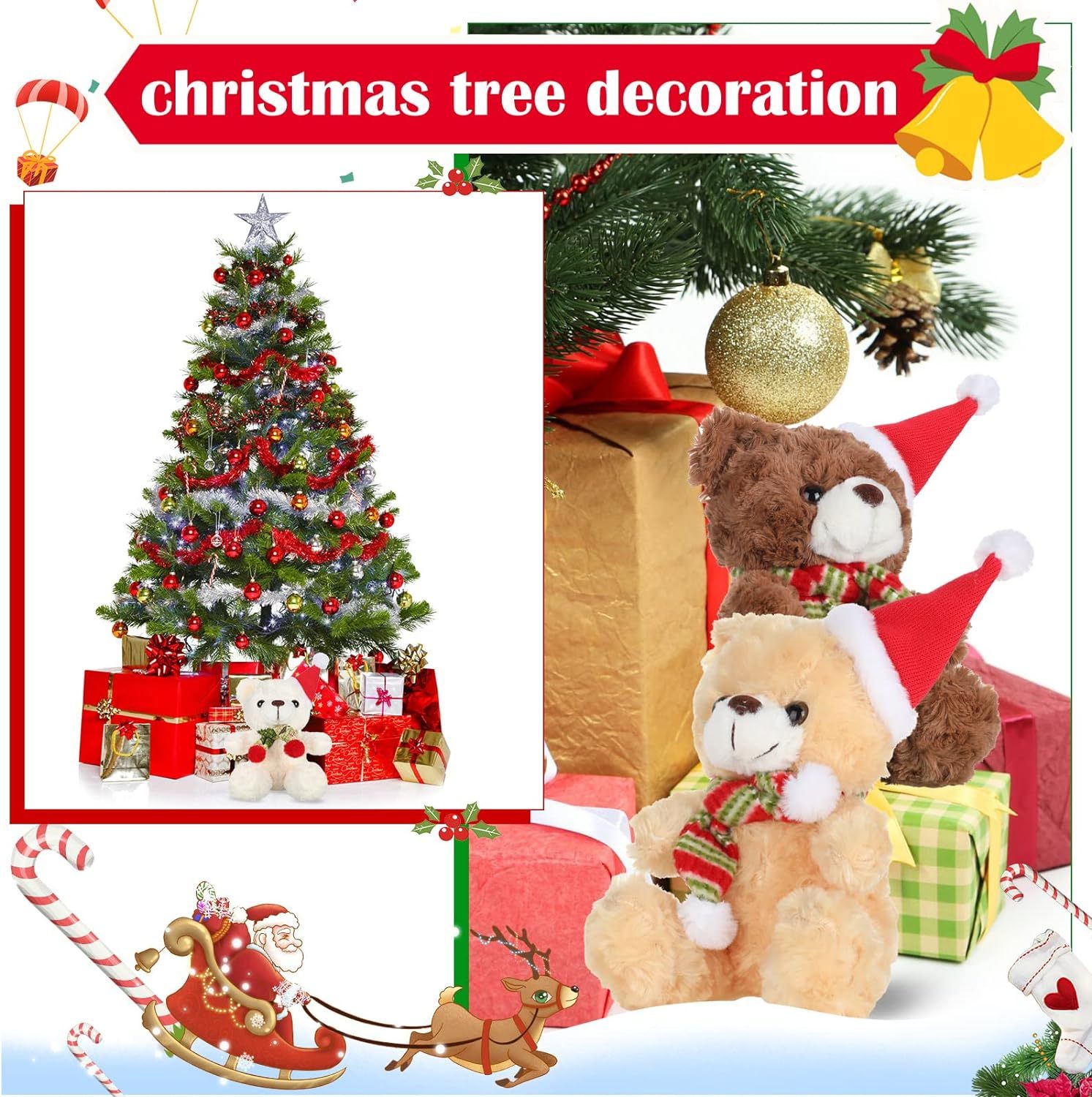 6 Pcs Christmas Stuffed Animal Bear