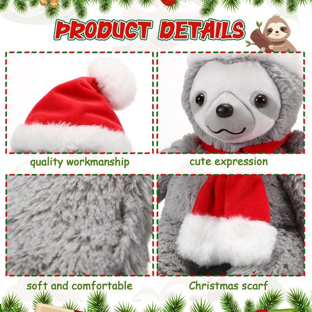 8 Inch Christmas Stuffed Animal Christmas Plush Doll- Sloth