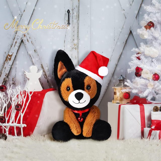 8 Inch Christmas Stuffed Animal Christmas Plush Doll- Dog