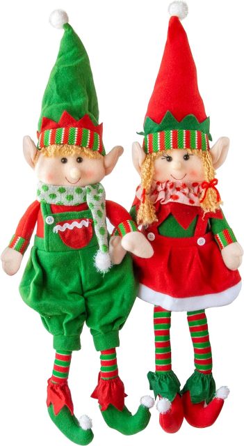Elf Plush Christmas Stuffed Dolls, Set of 2 - 18”