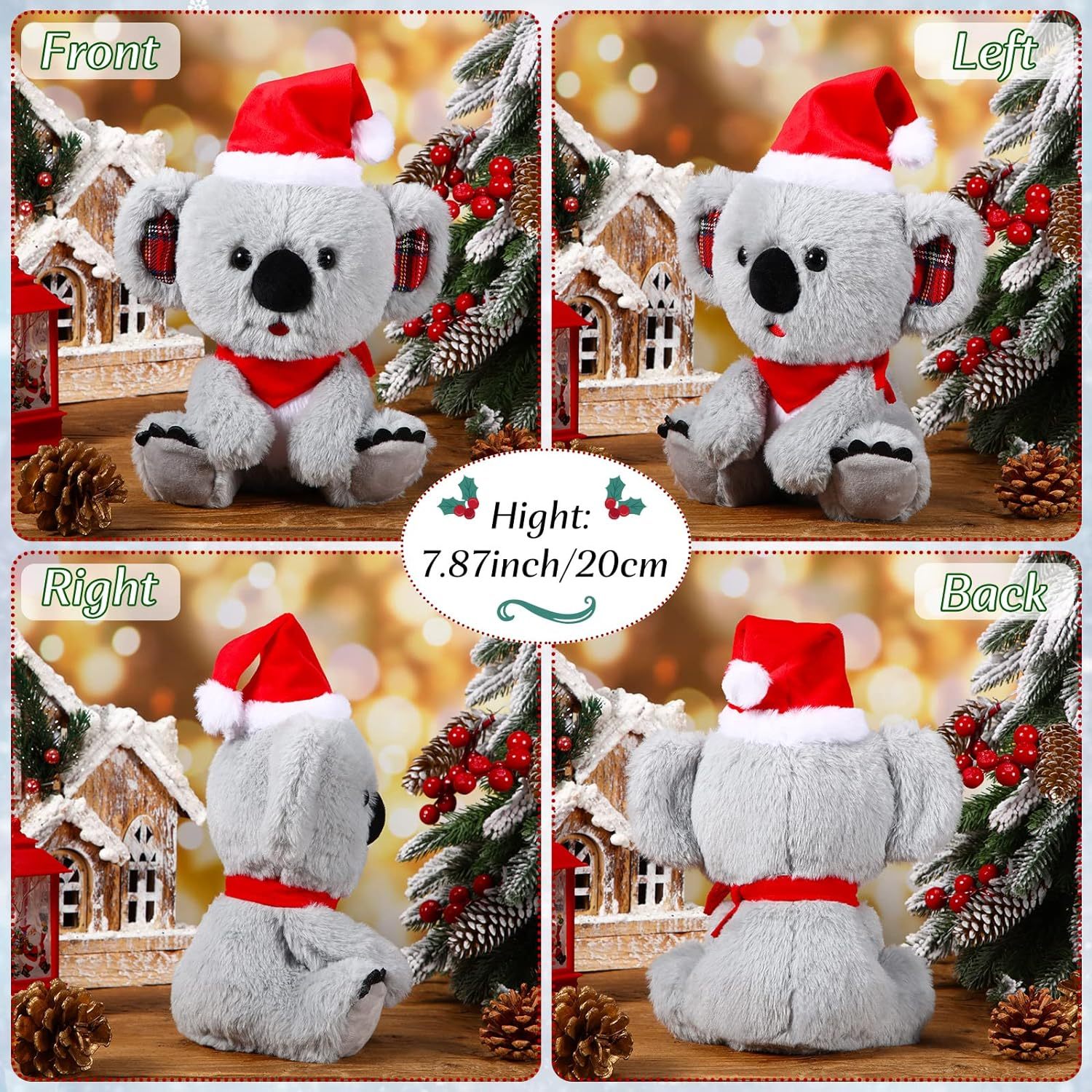 8 Inch Christmas Stuffed Animal Christmas Plush Doll- Koalas