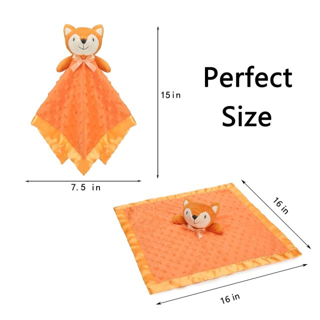 Fox Security Blanket Orange Soft Baby Lovey Unisex Lovie Baby Gifts