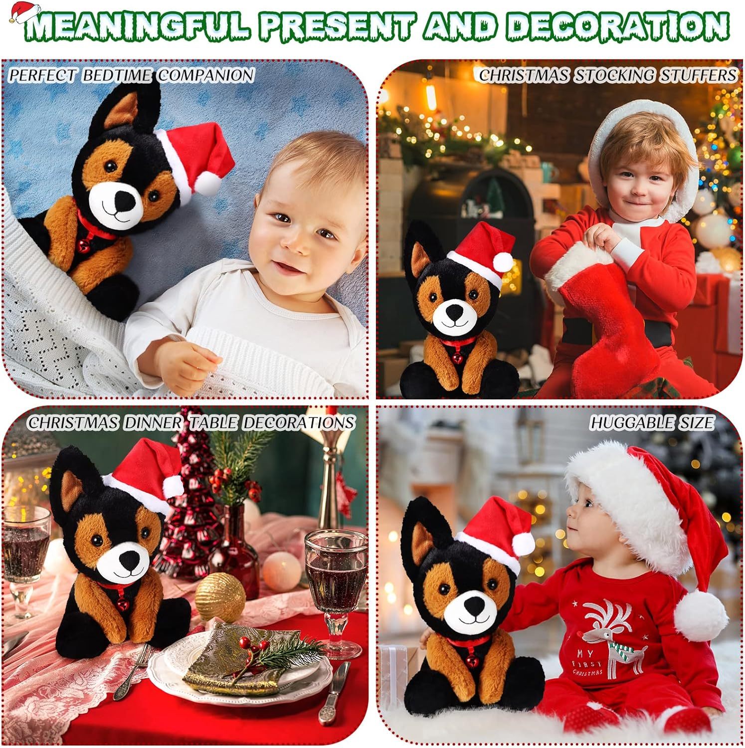 8 Inch Christmas Stuffed Animal Christmas Plush Doll- Dog