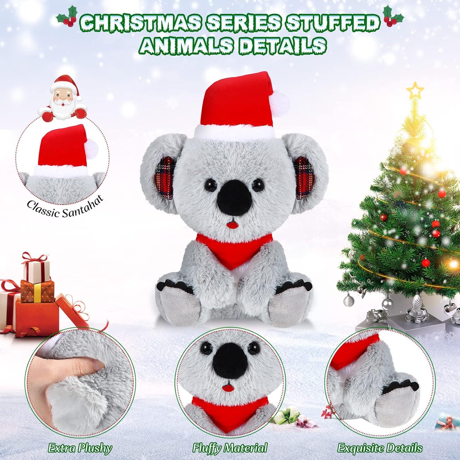 8 Inch Christmas Stuffed Animal Christmas Plush Doll- Koalas