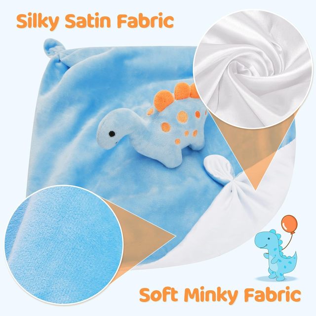 Dinosaur Security Blanket Soft Loveys for Babies for Boys and Girls