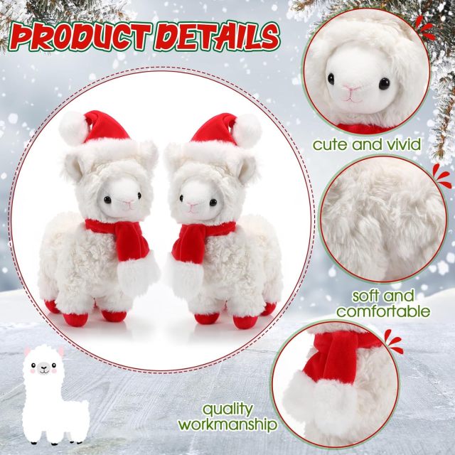8 Inch Christmas Stuffed Animal Christmas Plush Doll- Alpaca