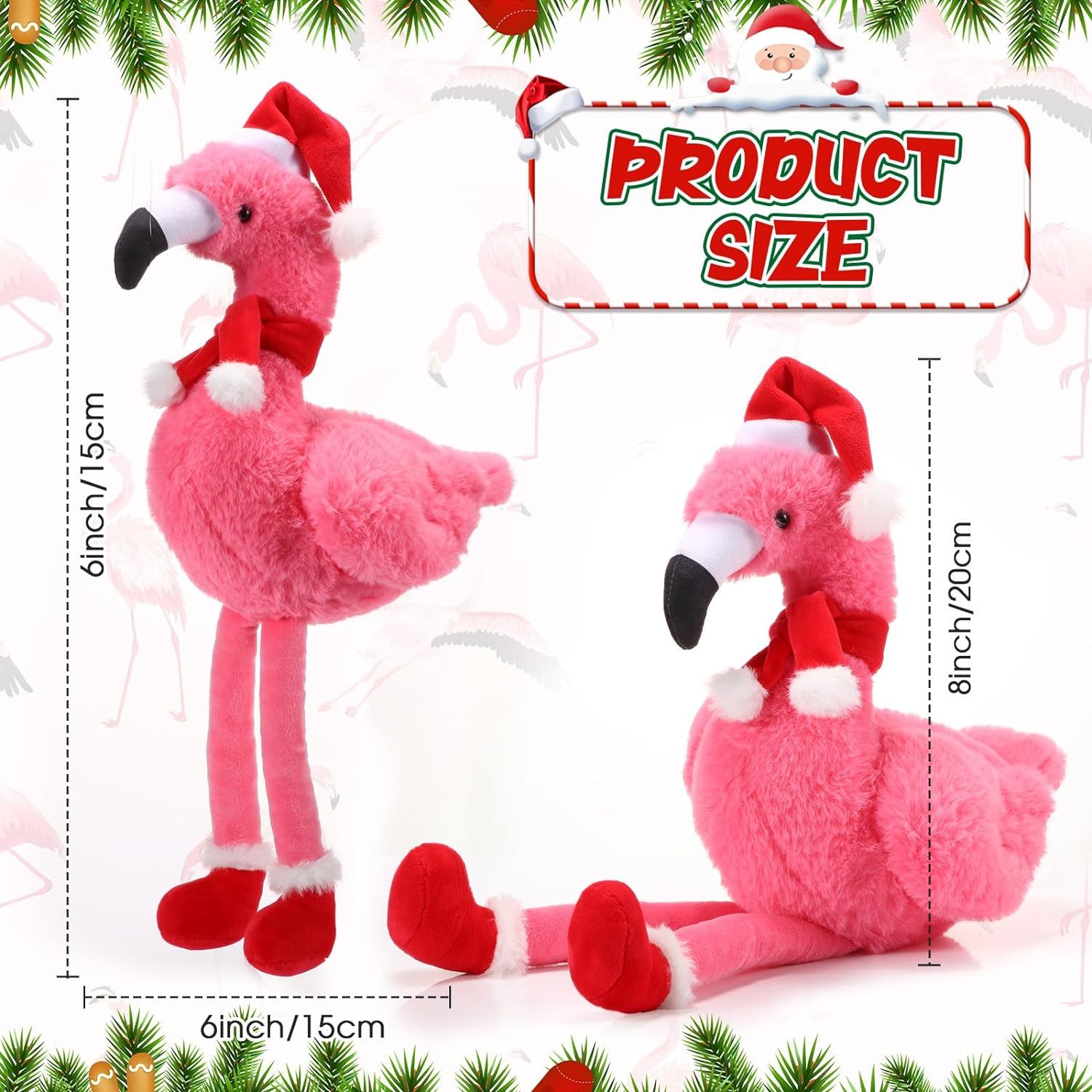 8 Inch Christmas Stuffed Animal Christmas Plush Doll- Flamingo