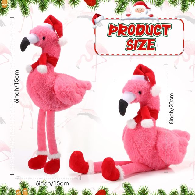 8 Inch Christmas Stuffed Animal Christmas Plush Doll- Flamingo