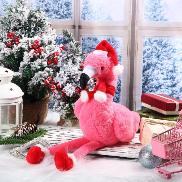 8 Inch Christmas Stuffed Animal Christmas Plush Doll- Flamingo