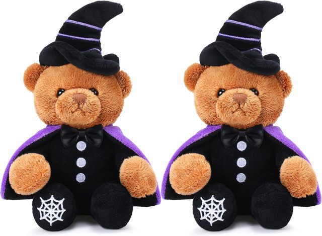 2 Pieces Stuffed Animals Halloween Theme Costume Cute Bear Plush Set