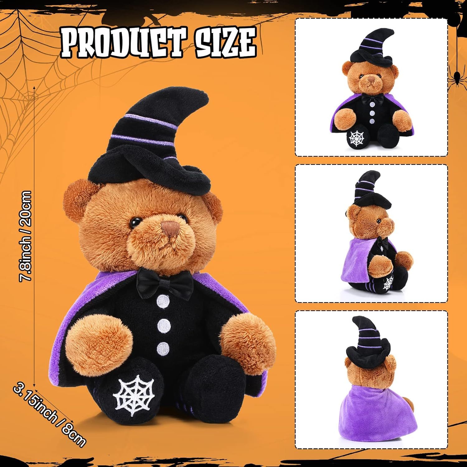 2 Pieces Stuffed Animals Halloween Theme Costume Cute Bear Plush Set
