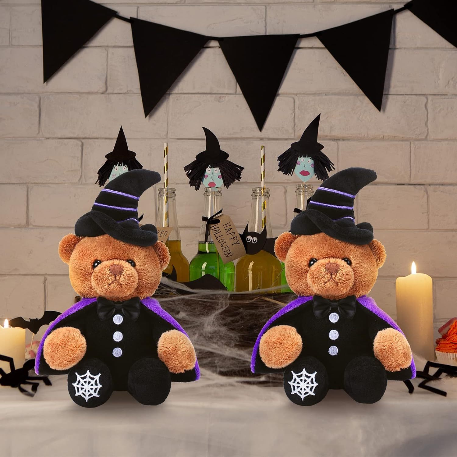 2 Pieces Stuffed Animals Halloween Theme Costume Cute Bear Plush Set