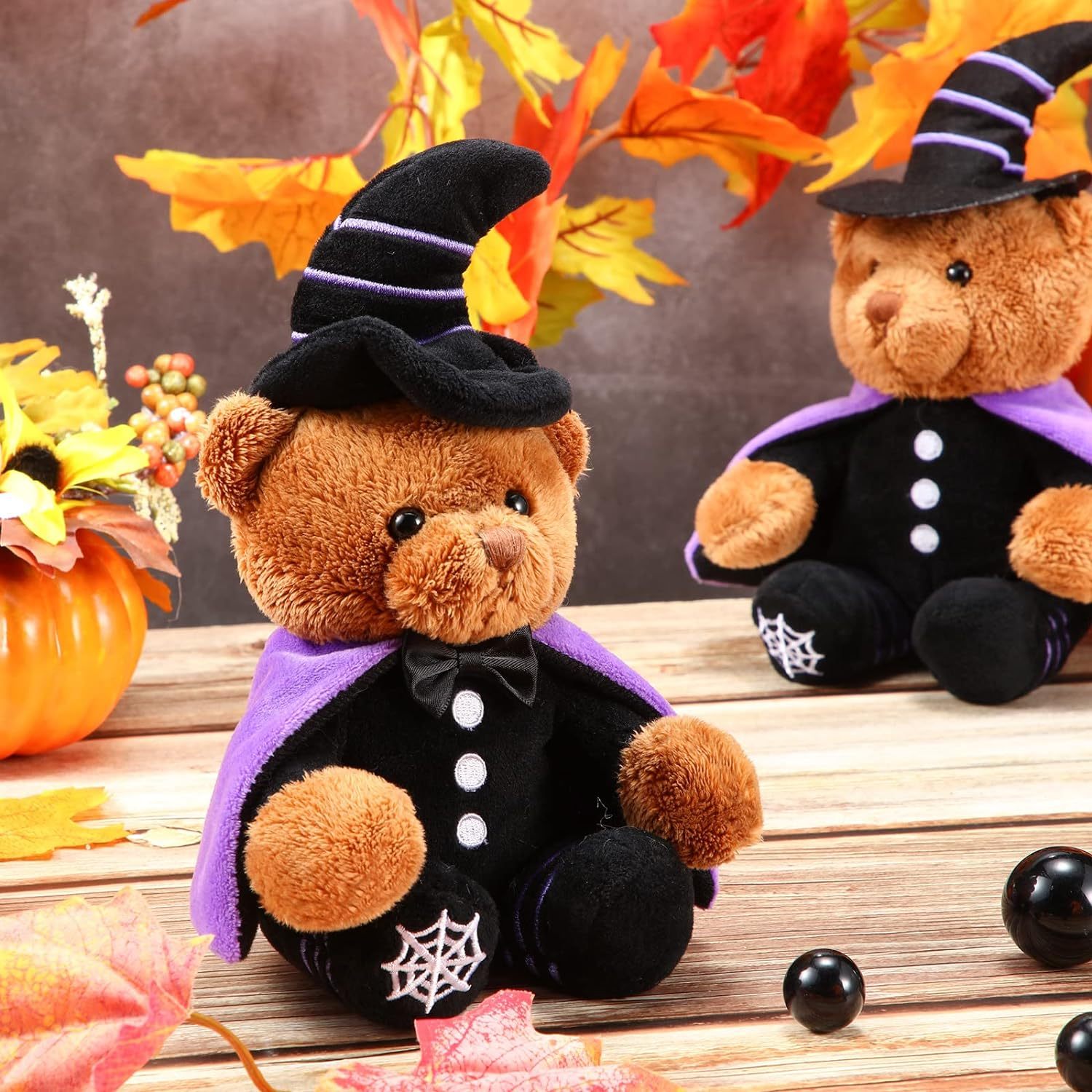 2 Pieces Stuffed Animals Halloween Theme Costume Cute Bear Plush Set