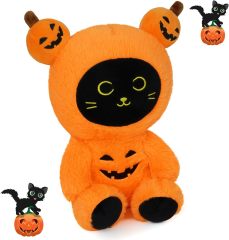 10" Cute Black Cat Creative Scary Halloween Plushie Stuffed Cat Toy for Kids